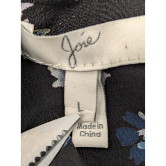 Joie Black Floral Print Scallop Tiered 100% Silk Tank Top sz L Coquette Whimsy - Picture 8 of 9